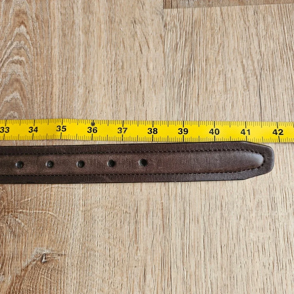 Cole Haan Brown Leather Belt Mens Size 34 Silver Buckle Classic Business Minimal